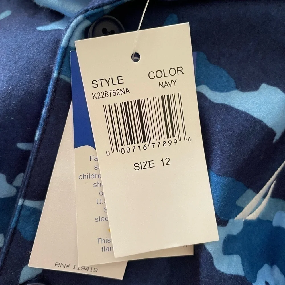 Nautica long sleeve sleep top navy blue size 12